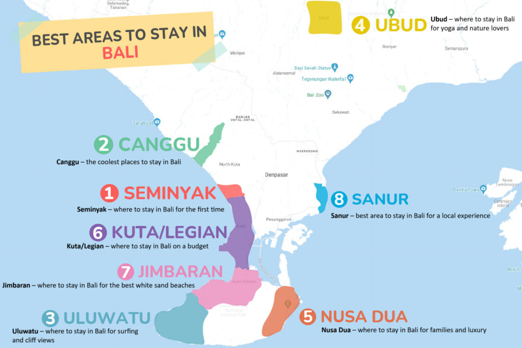 Map of Bali Descriptions